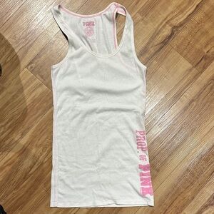 PINK White Tank with Pink Logo